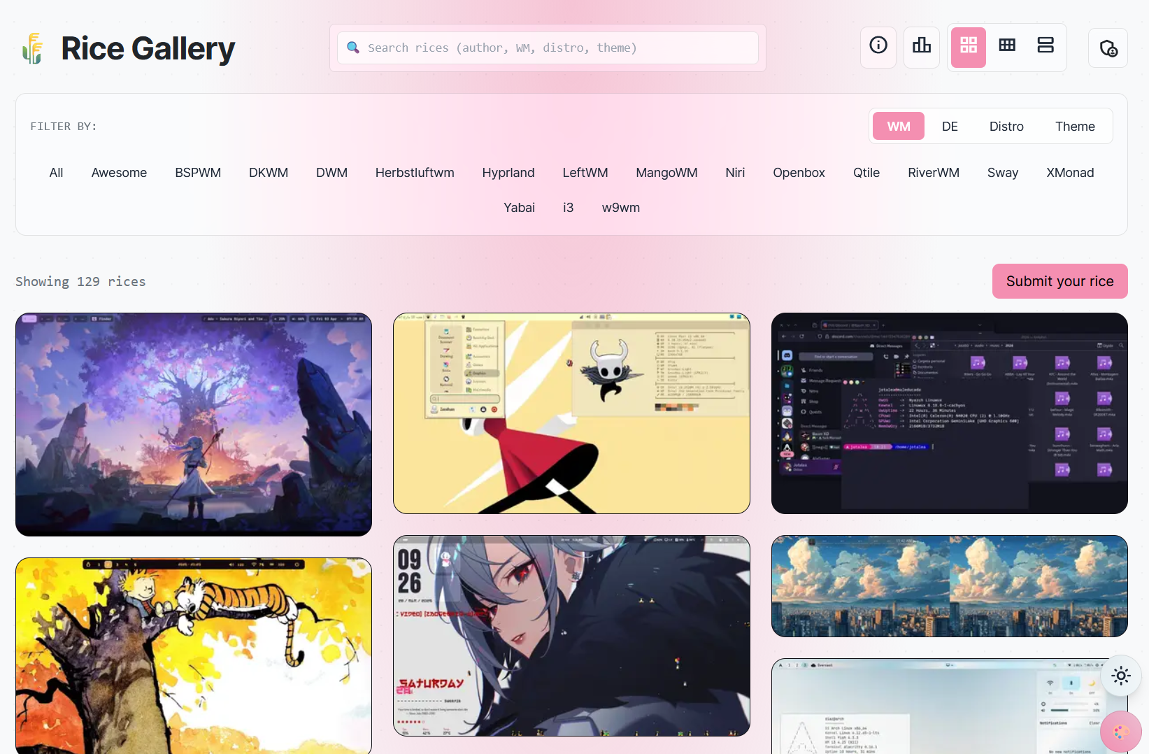Linux Rice Catalogue gallery screenshot